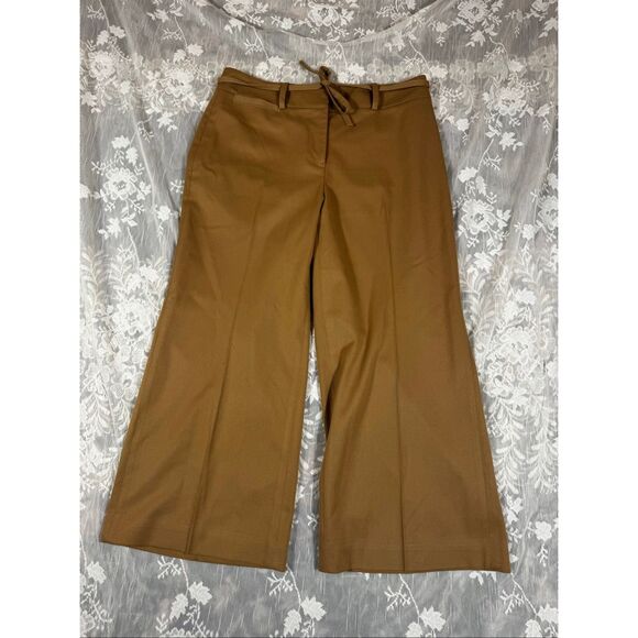 White House Black Market Pants - White House Black Market Camel Wide-Leg Crop Pants – Size 2R | Tie Waist | Cropp